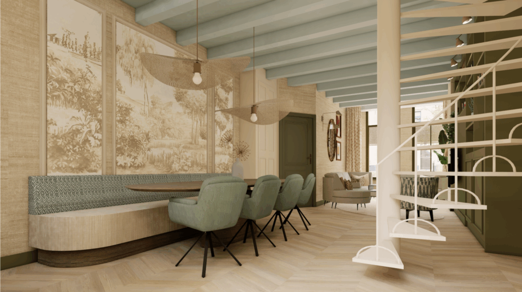 Interieuradvies Middelharnis woonkamer blauw plafond